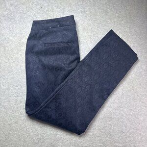 WHBM White House Black Market Pants Size 8 Slim Ankle Navy Jacquard Brocade